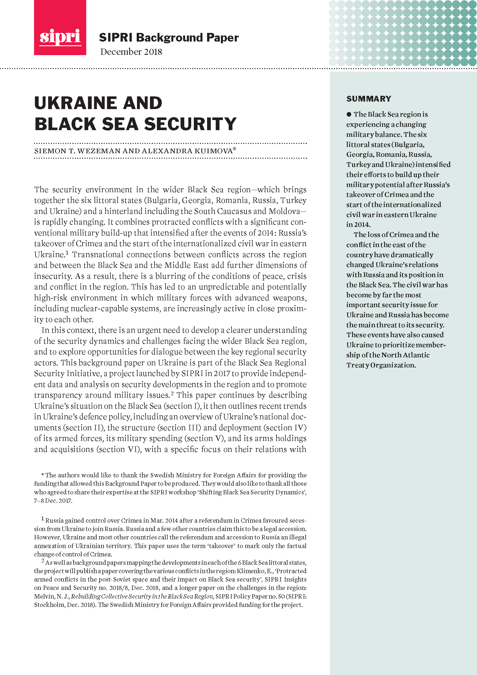 Ukraine and Black Sea Security | SIPRI