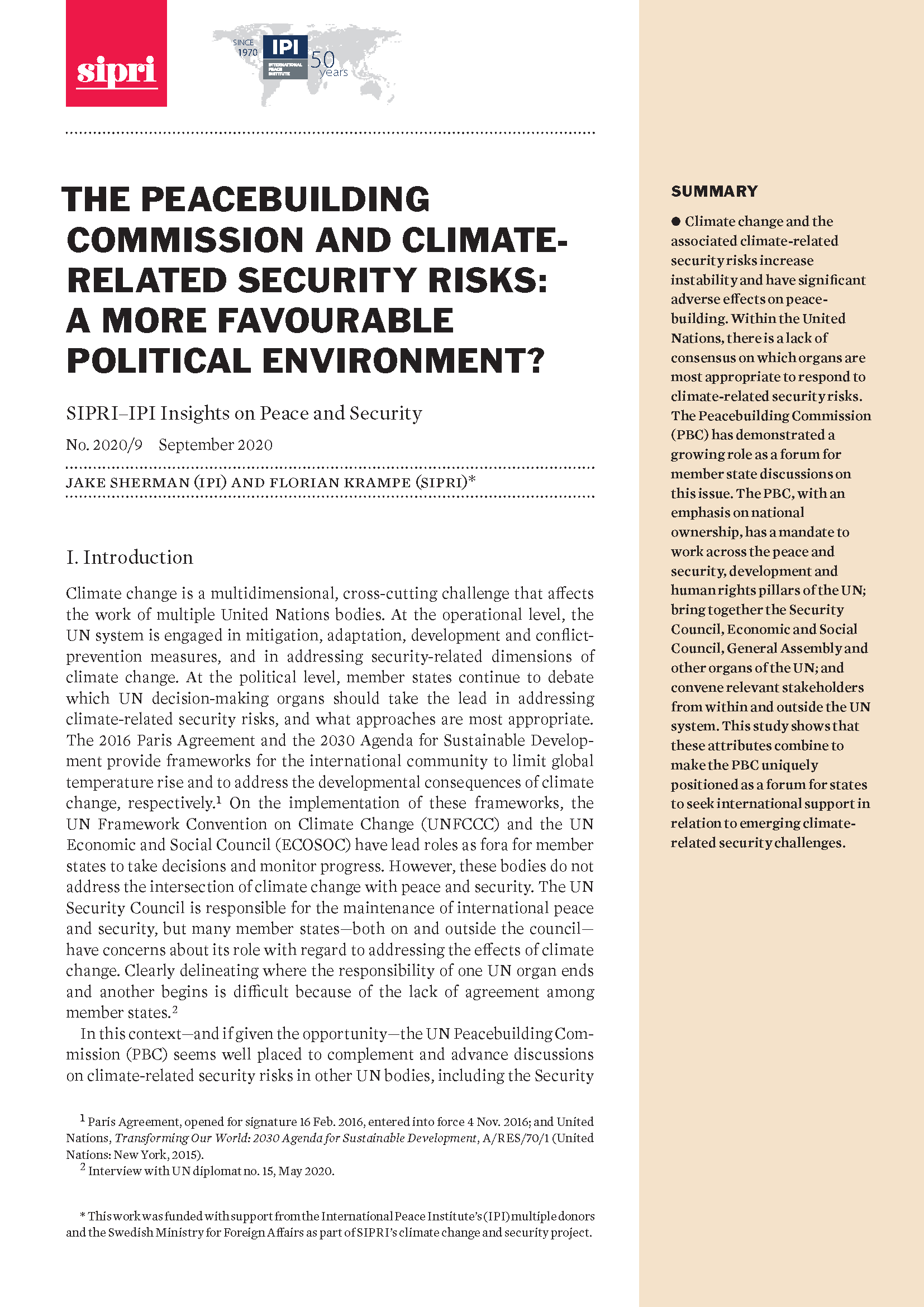 The Peacebuilding Commission and Climate-related Security Risks: A More ...