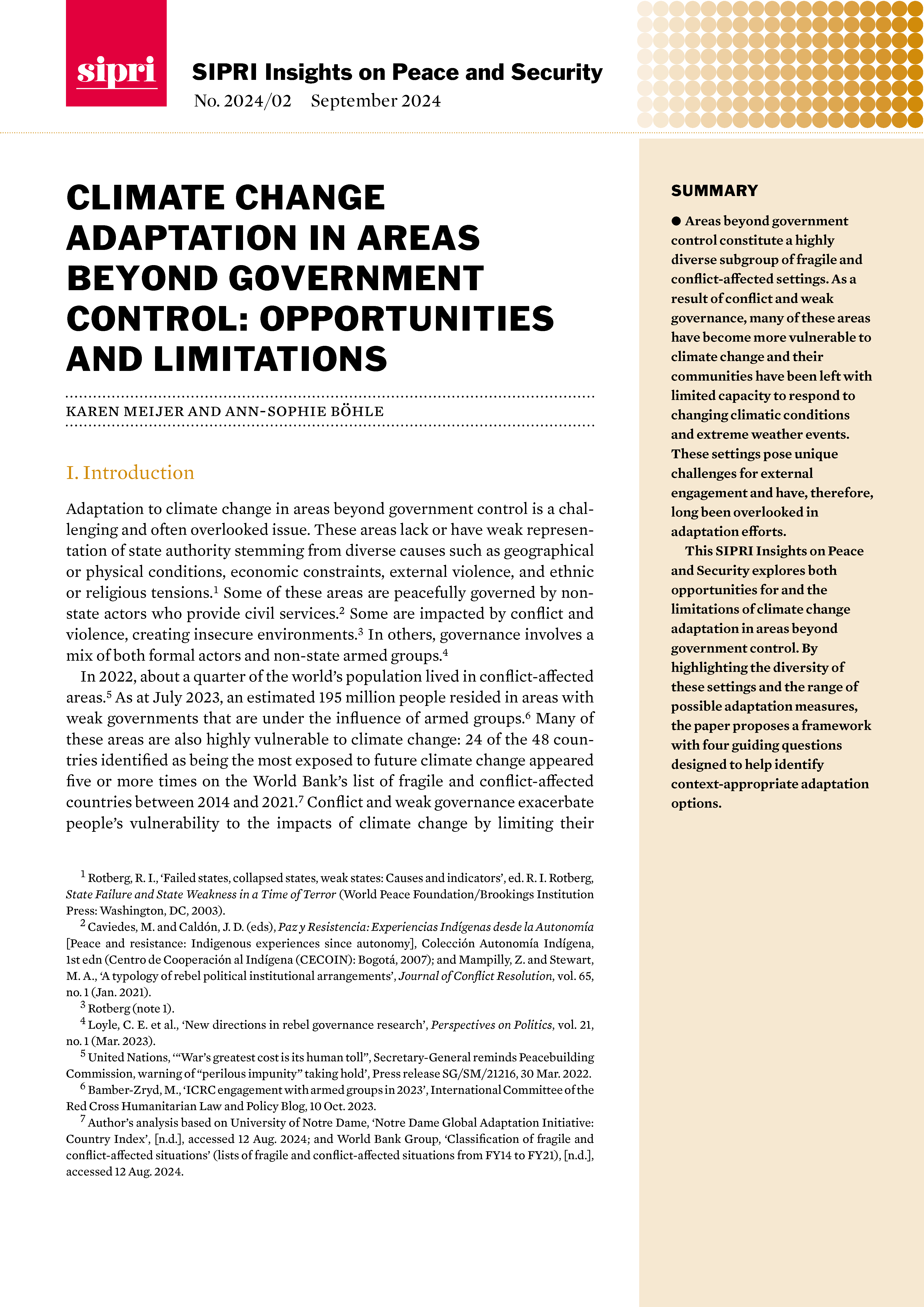 Climate Change Adaptation in Areas Beyond Government Control ...