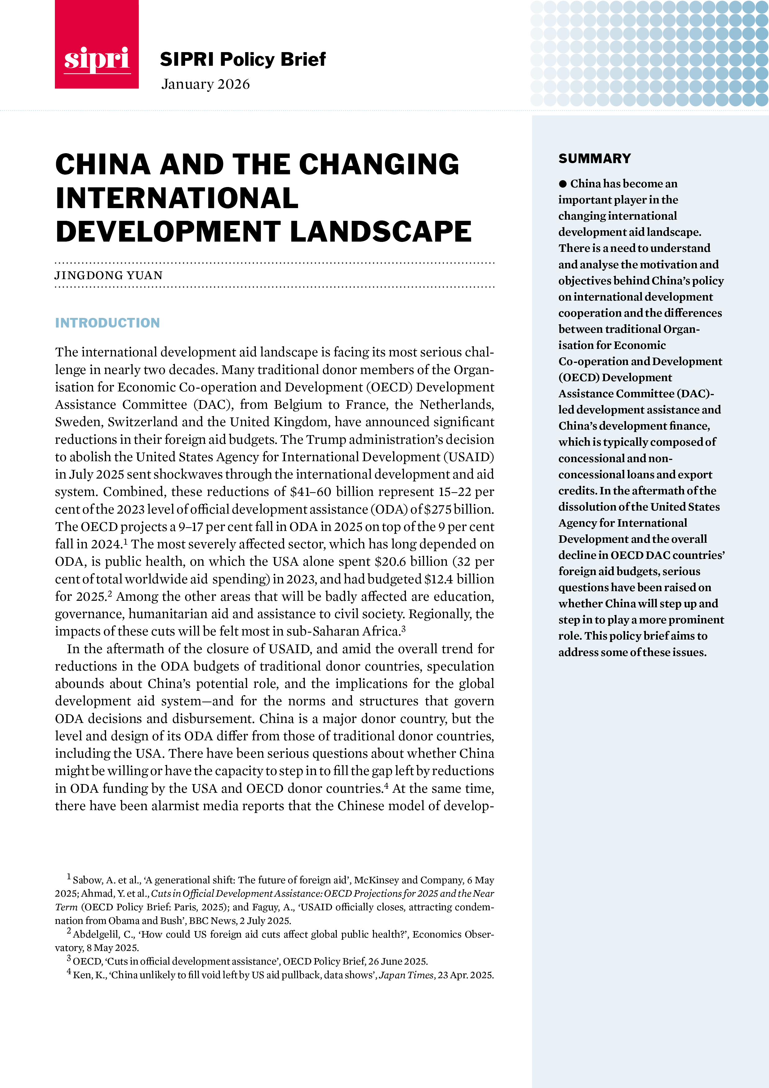 China and the Changing International Development Landscape