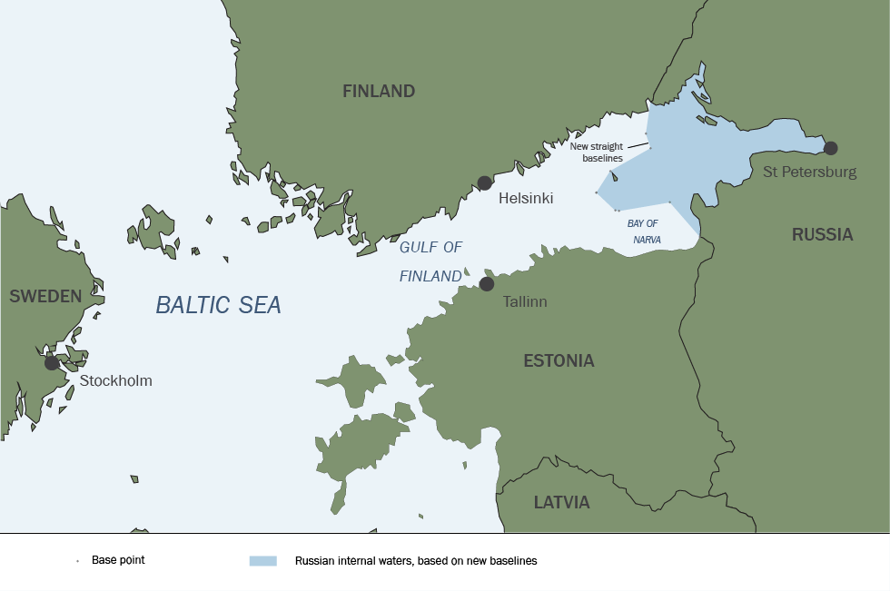 Figure 1. Russia’s internal waters in the Gulf of Finland, according to Decree 914