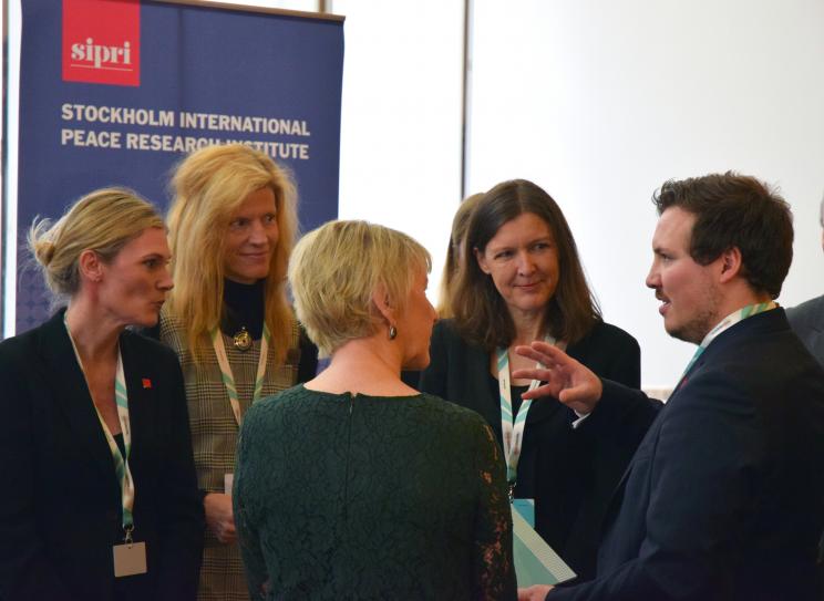 SIPRI researchers speak with Minister for Foreign Affairs Margot Wallström and conference participants at '2019. Capturing technology. Rethinking arms control' in Berlin