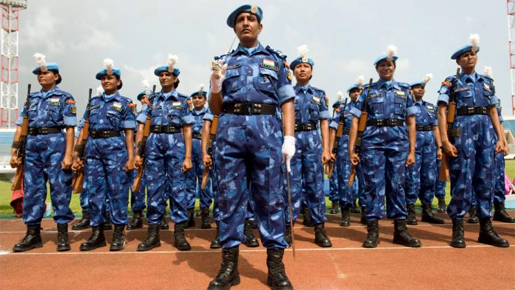 Indian Formed Police Unit participate in a medal parade, 2008.