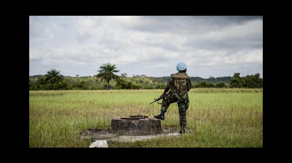 UN peacekeeper on duty in Liberia, 2012.
