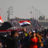 Iraqi university students protesting against the government, 2020. Photo: Mohsin/Shutterstock