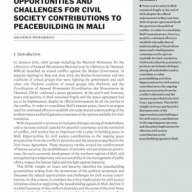 Opportunities and challenges for civil society contributions to peacebuilding in Mali 