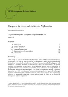 Cover of 'Prospects for peace and stability in Afghanistan