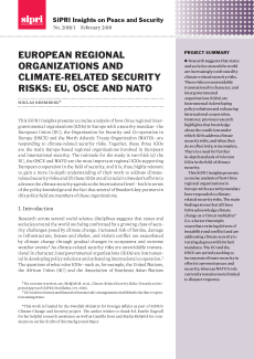 Cover European regional organizations and climate-related security risks: EU, OSCE and NATO