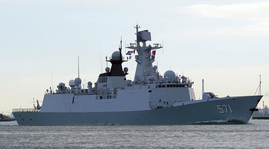 A type 071 (Yuzhao-class) Chinese warfare ship in Rotterdam
