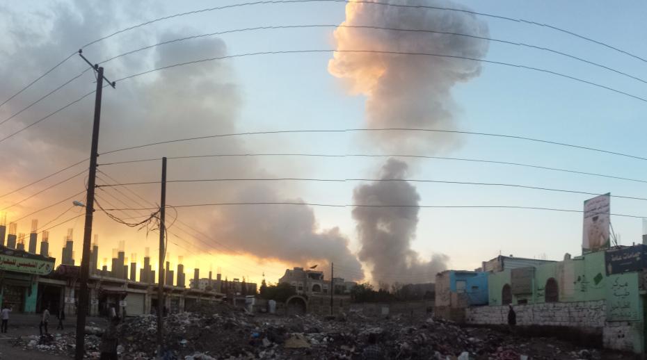 Air strike in Sana'a, May 2015. Photo: Flickr/ Ibrahem Qasim