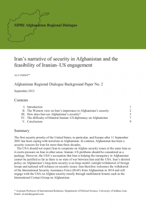 Cover of 'Iran’s narrative of security in Afghanistan and the feasibility of Iranian–US engagement'