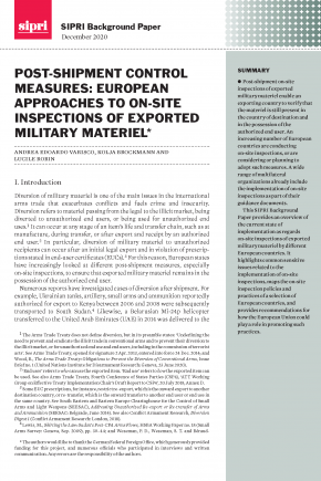 Post-shipment Control Measures: European Approaches to On-site Inspections of Exported Military Materiel