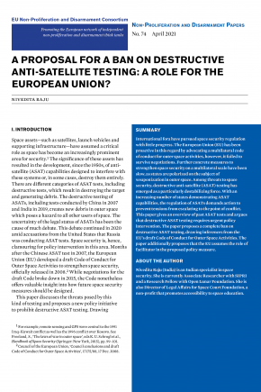 A Proposal for a Ban on Destructive Anti-satellite testing