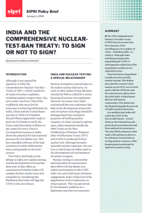 India and the Comprehensive Nuclear-Test-Ban Treaty Policy Brief
